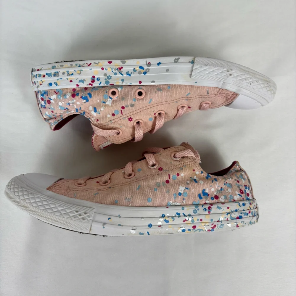 Converse Chuck Taylor All Star Junior Sneakers Confetti Low Top Shoes Pink Sz 4